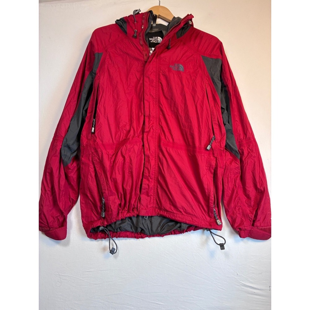 The North Face Men's HyVent Waterproof Hooded Rain Wind Jacket Red L